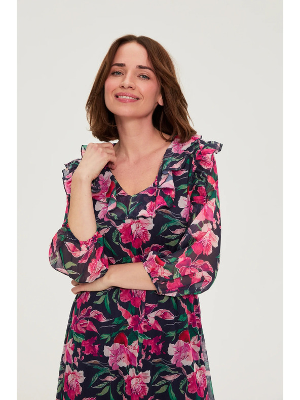 Moodo Temno modre cvetlične obleke Moodo