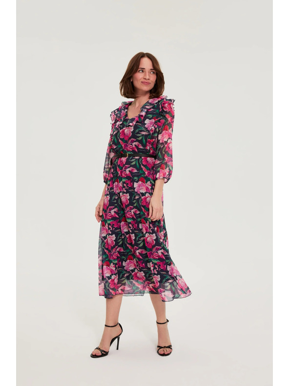 Moodo Temno modre cvetlične obleke Moodo