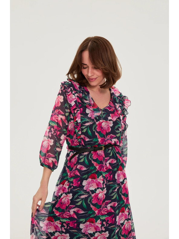 Moodo Temno modre cvetlične obleke Moodo