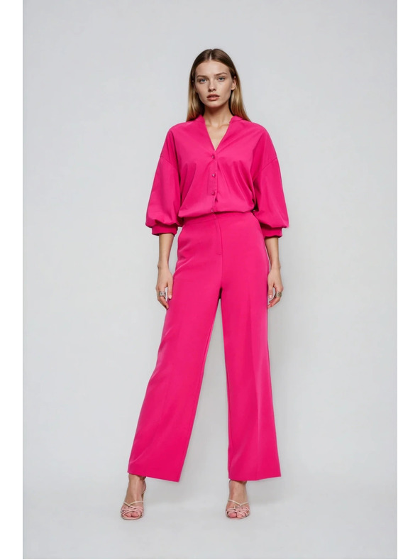 Moodo Hlače z obrobom rožnate barve Moodo