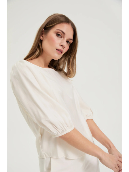 Moodo Majica s puhastimi rokavi kremna Moodo