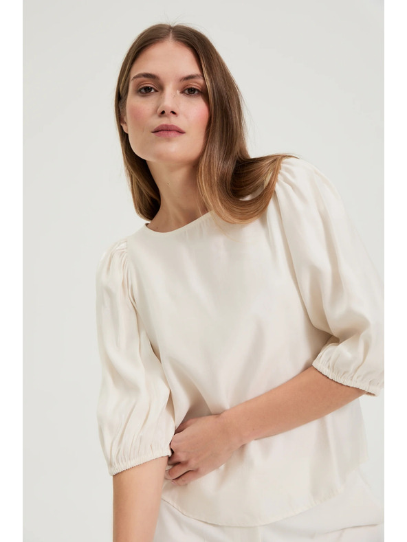 Moodo Majica s puhastimi rokavi kremna Moodo