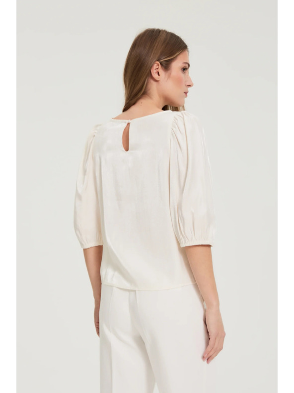 Moodo Majica s puhastimi rokavi kremna Moodo