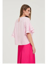 Moodo Roza srajca s volanji na rokavih Moodo