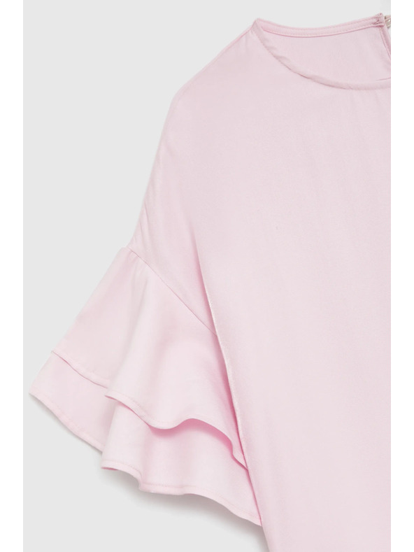 Moodo Roza srajca s volanji na rokavih Moodo