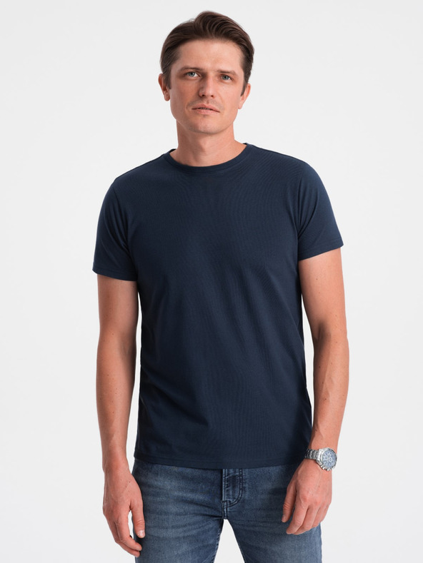 Ombre Clothing Temno modra moška osnovna majica Ombre Clothing