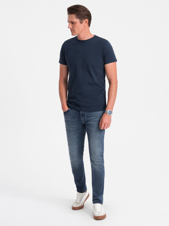 Ombre Clothing Temno modra moška osnovna majica Ombre Clothing