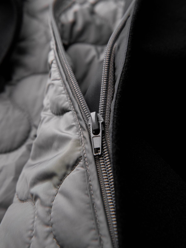 Ombre Clothing Moški dolg enojni plašč s puli in spodnjim plaščem - črn V1 OM-COWC-0135 Ombre Clothing