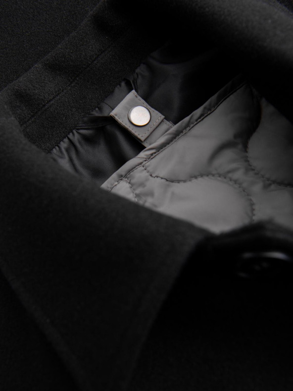 Ombre Clothing Moški dolg enojni plašč s puli in spodnjim plaščem - črn V1 OM-COWC-0135 Ombre Clothing