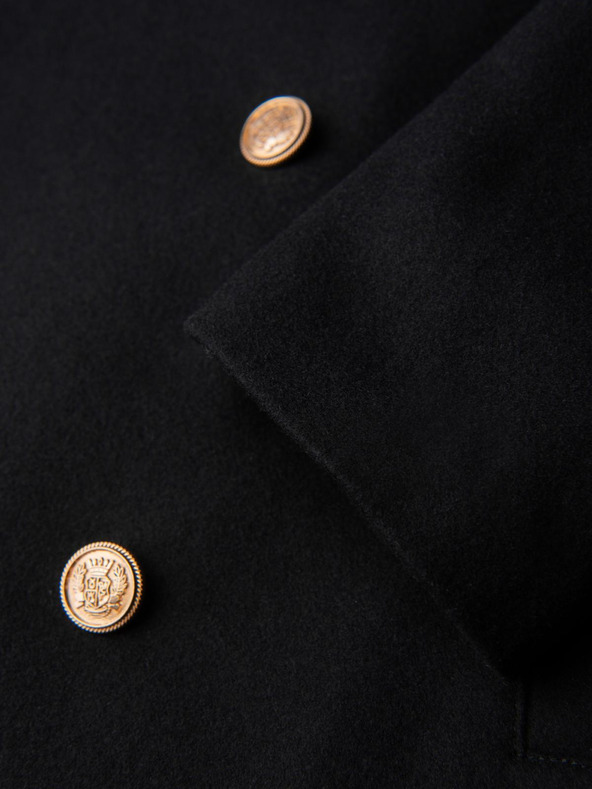 Ombre Clothing Elegantni vojaški dvovrstni volneni plašč za moške - črn V1 OM-COWC-0145 Ombre Clothing