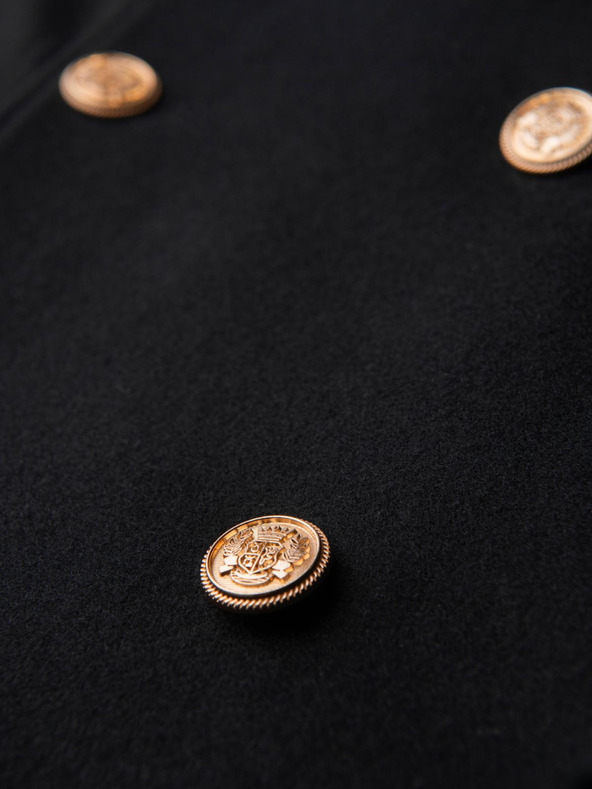 Ombre Clothing Elegantni vojaški dvovrstni volneni plašč za moške - črn V1 OM-COWC-0145 Ombre Clothing