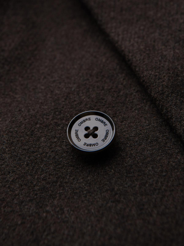 Ombre Clothing Moški dvovrstni volneni plašč - temno rjav V3 OM-COWC-0133 Ombre Clothing
