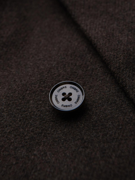 Ombre Clothing Moški dvovrstni volneni plašč - temno rjav V3 OM-COWC-0133 Ombre Clothing