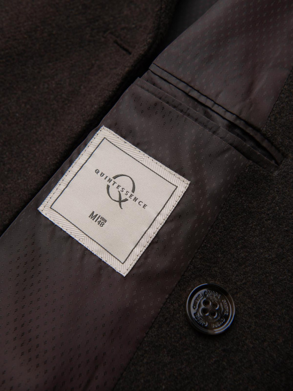 Ombre Clothing Moški dvovrstni volneni plašč - temno rjav V3 OM-COWC-0133 Ombre Clothing