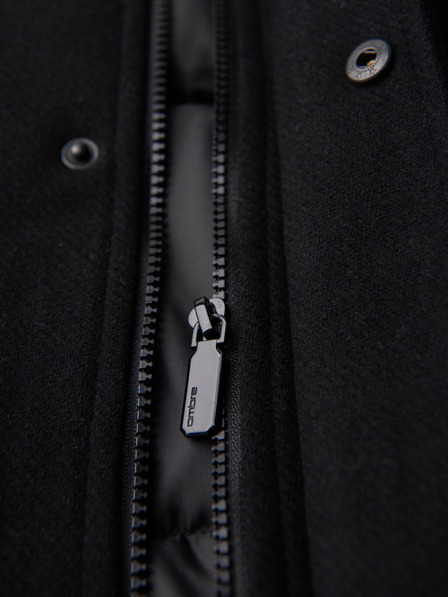 Ombre Clothing Moški volneni plašč parka s kapuco - črn V1 OM-COWC-0132 Ombre Clothing