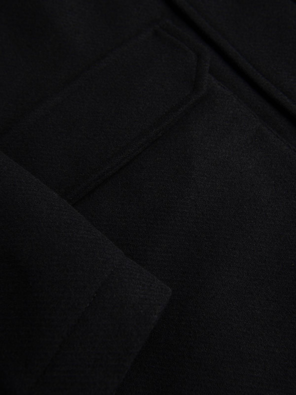 Ombre Clothing Moški volneni plašč parka s kapuco - črn V1 OM-COWC-0132 Ombre Clothing