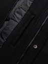 Ombre Clothing Moški volneni plašč parka s kapuco - črn V1 OM-COWC-0132 Ombre Clothing