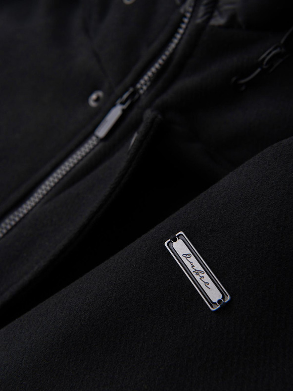 Ombre Clothing Moški volneni plašč parka s kapuco - črn V1 OM-COWC-0132 Ombre Clothing