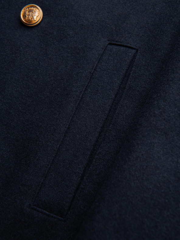 Ombre Clothing Moški temno moder volneni dvovrstni plašč - temno moder V1 OM-COWC-0134 Ombre Clothing