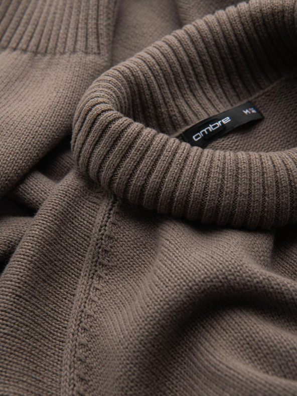 Ombre Clothing Moški pleteni pulover Golf - sivo-rjav V1 OM-SWTN-0163 Ombre Clothing