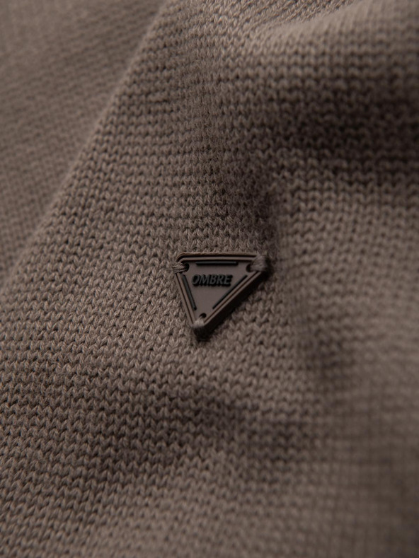 Ombre Clothing Moški pleteni pulover Golf - sivo-rjav V1 OM-SWTN-0163 Ombre Clothing