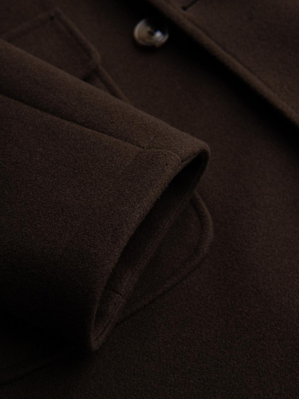 Ombre Clothing Moški dvovrstni plašč z dekorativnimi gumbi - temno rjav V3 OM-COWC-0137 Ombre Clothing