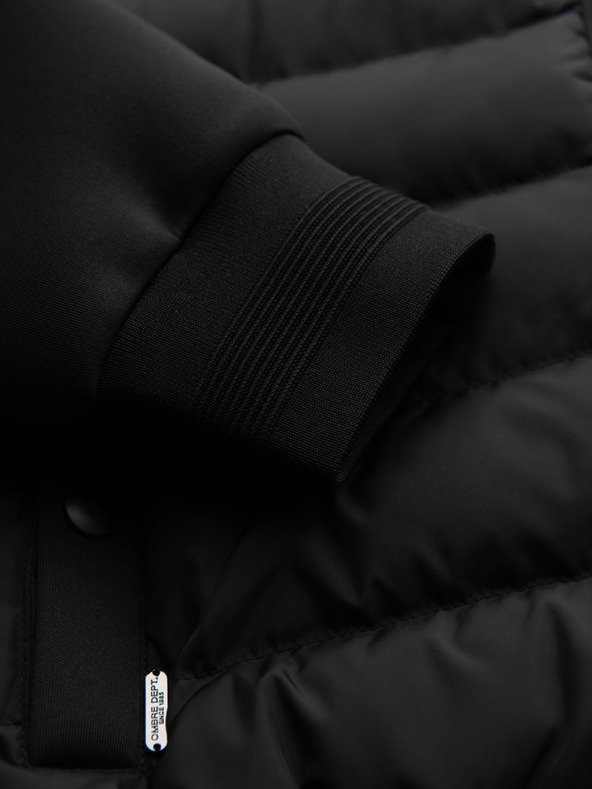 Ombre Clothing Prešivana jakna bomber s kapuco in pletenim rukavi - črna V1 OM-JALP-0298 Ombre Clothing