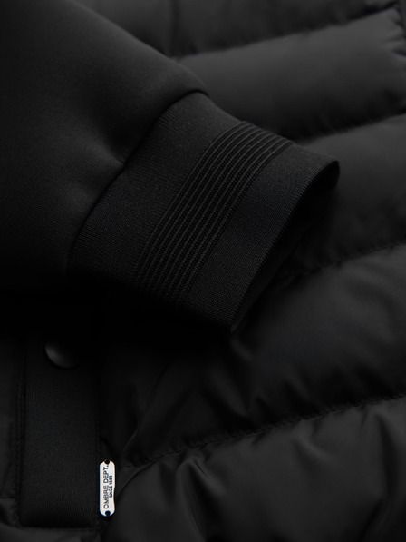 Ombre Clothing Prešivana jakna bomber s kapuco in pletenim rukavi - črna V1 OM-JALP-0298 Ombre Clothing