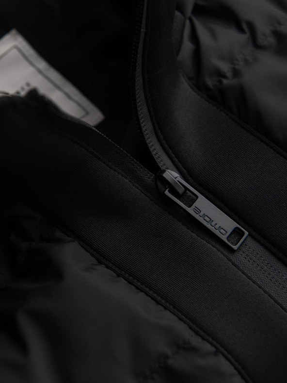 Ombre Clothing Prešivana jakna bomber s kapuco in pletenim rukavi - črna V1 OM-JALP-0298 Ombre Clothing