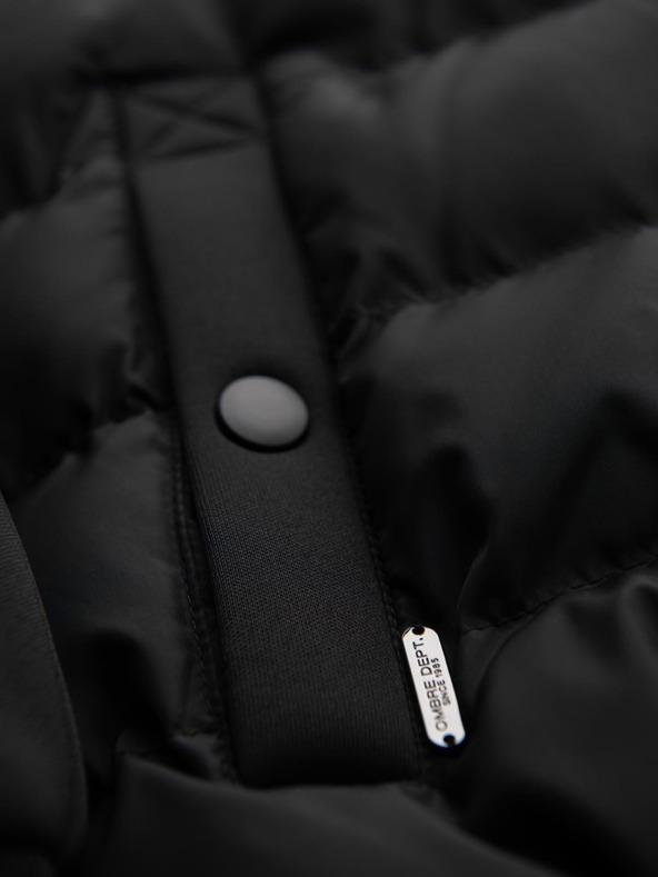 Ombre Clothing Prešivana jakna bomber s kapuco in pletenim rukavi - črna V1 OM-JALP-0298 Ombre Clothing