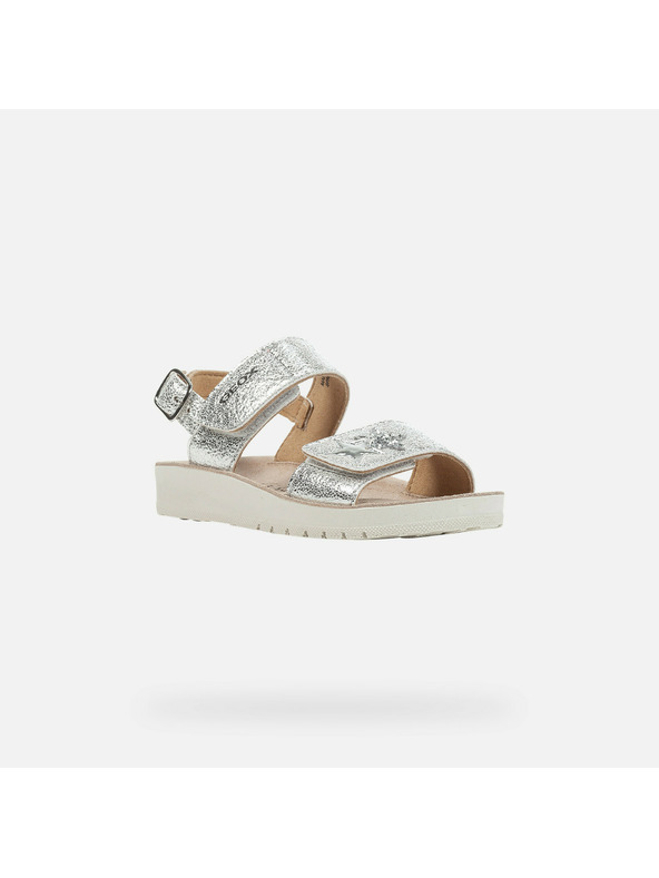 Geox Srebrne otroške sandale Geox Sandal Costarei