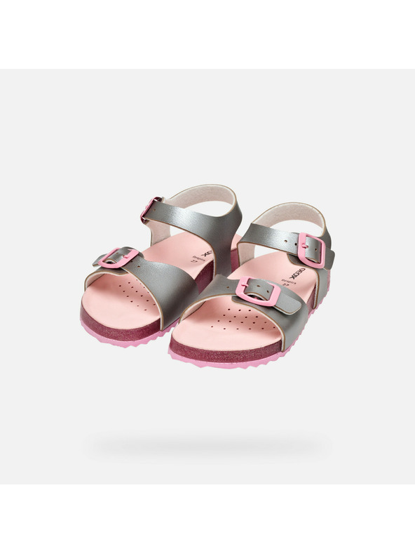 Geox Srebrne otroške sandale Geox Adriel Girl