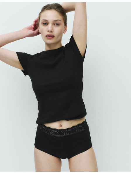 Marks & Spencer Čipkaste midi hlačke iz bombaža in lycre, 5 pakiranj Marks & Spencer črna