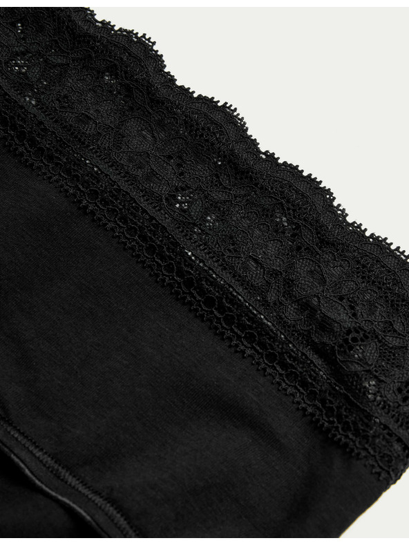 Marks & Spencer Čipkaste midi hlačke iz bombaža in lycre, 5 pakiranj Marks & Spencer črna