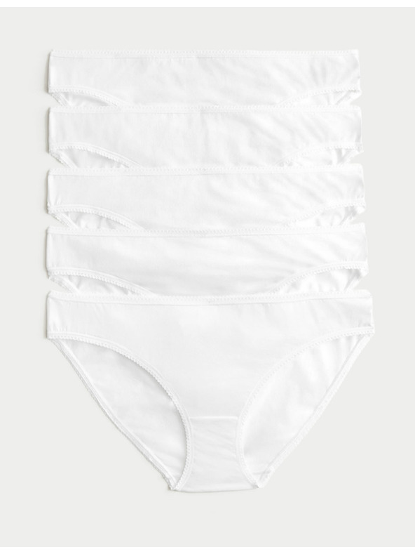 Marks & Spencer Marks & Spencer bele bombažne spodnjice z Lycro®, 5 kosov