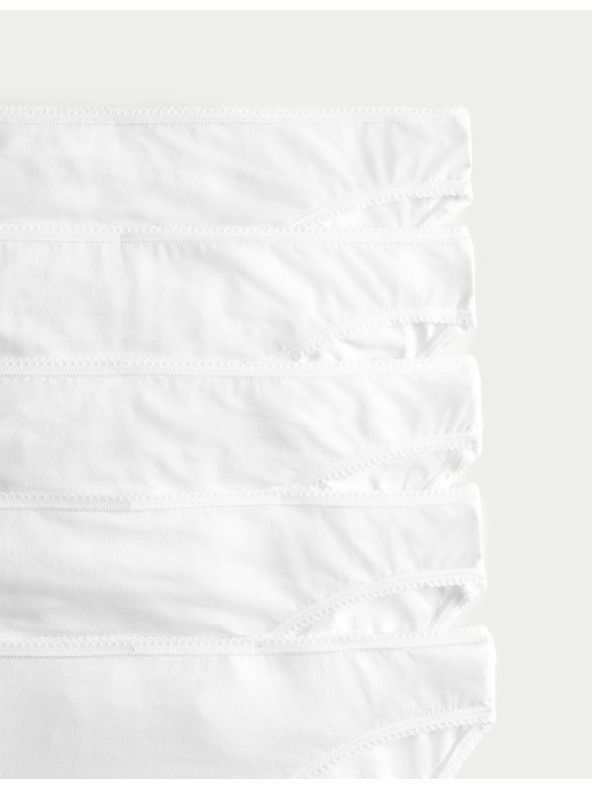 Marks & Spencer Marks & Spencer bele bombažne spodnjice z Lycro®, 5 kosov