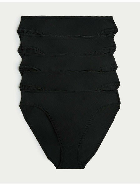 Marks & Spencer Hlačne nogavice iz bombaža in lycre® z visokim izrezom, 5 kosov v pakiranju Marks & Spencer črne barve