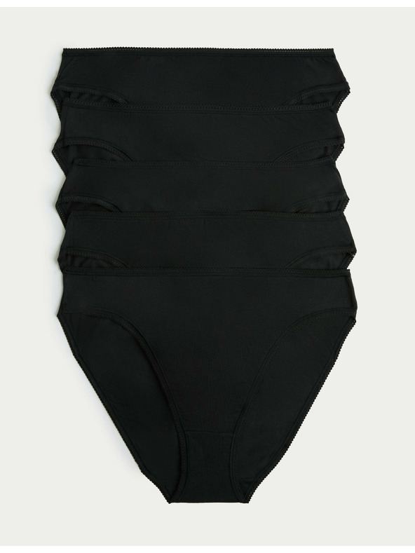 Marks & Spencer Hlačne nogavice iz bombaža in lycre® z visokim izrezom, 5 kosov v pakiranju Marks & Spencer črne barve