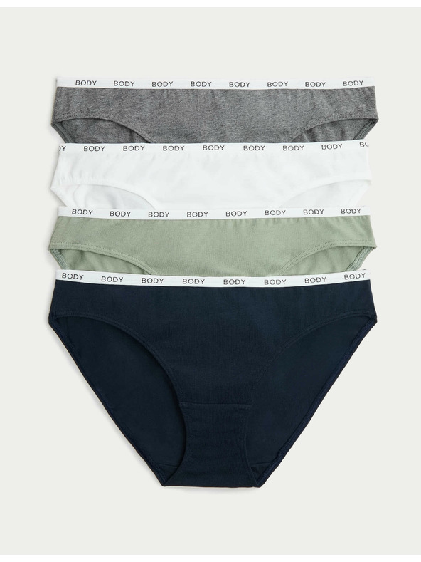 Marks & Spencer Bikinové nohavičky s vysokým podielom bavlny, sada 4 ks Marks & Spencer modrá