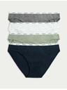 Marks & Spencer Bikinové nohavičky s vysokým podielom bavlny, sada 4 ks Marks & Spencer modrá