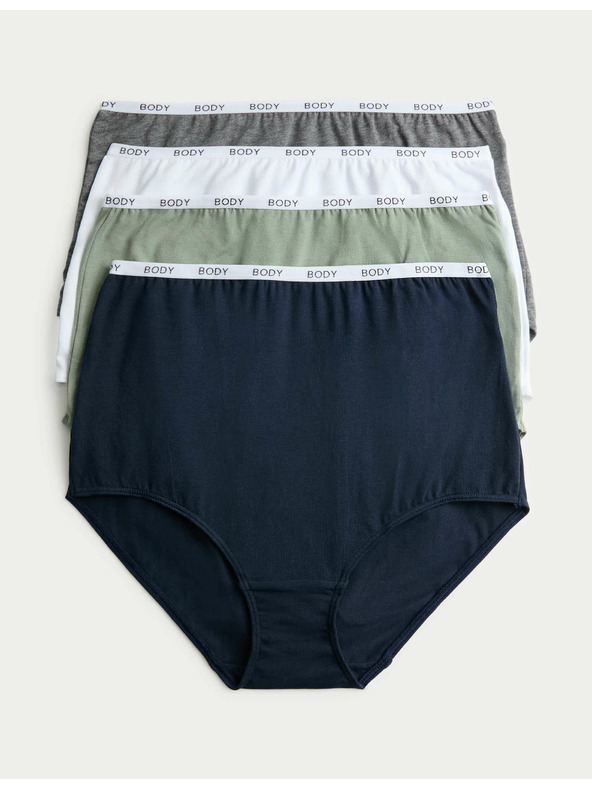 Marks & Spencer Hlačke z visokim pasom z visokim deležem bombaža, 4 kosi Marks & Spencer siva