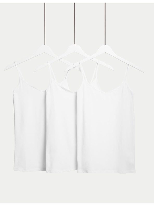 Marks & Spencer Tank top z visokim deležem bombaža, 3 kosi Marks & Spencer bela