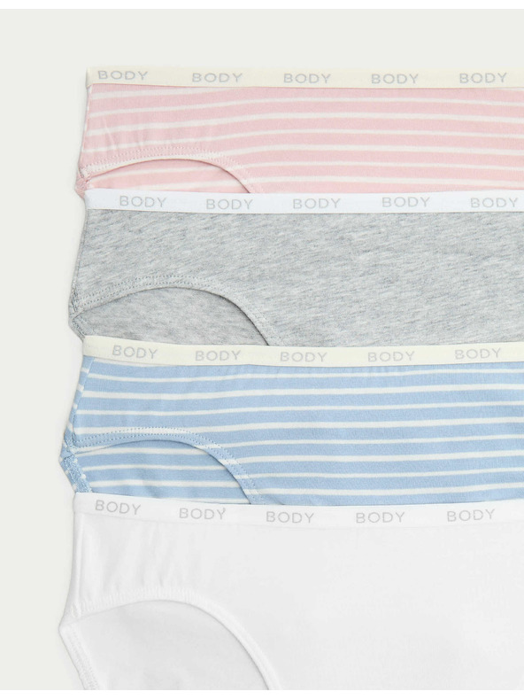 Marks & Spencer Visoko izrezane hlačke z visokim deležem bombaževine Supima, 4 kosi Marks & Spencer modra