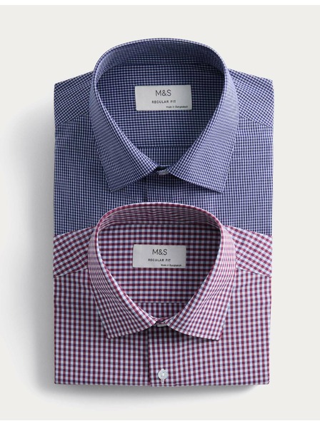 Marks & Spencer Kariraste srajce normalnega kroja za enostavno likanje, 2 kosa Marks & Spencer rdeča