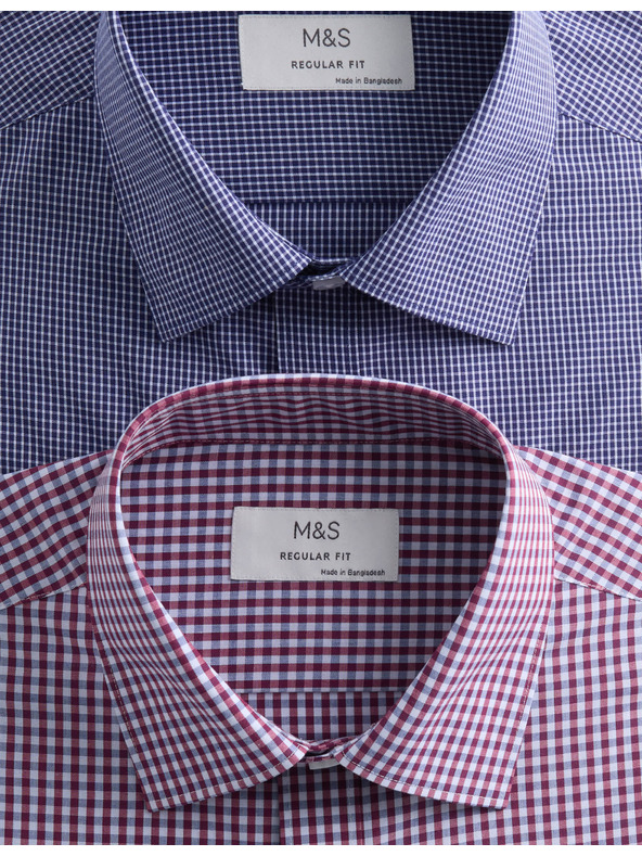 Marks & Spencer Kariraste srajce normalnega kroja za enostavno likanje, 2 kosa Marks & Spencer rdeča