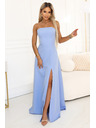 numoco ELARA Korzetnate maksi obleke z razporkom in vezanjem na hrbtu - svetlo modre