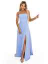 numoco ELARA Korzetnate maksi obleke z razporkom in vezanjem na hrbtu - svetlo modre