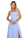 numoco ELARA Korzetnate maksi obleke z razporkom in vezanjem na hrbtu - svetlo modre