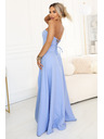 numoco ELARA Korzetnate maksi obleke z razporkom in vezanjem na hrbtu - svetlo modre