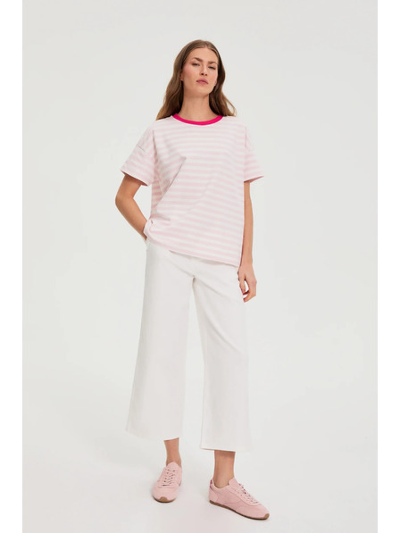 Moodo Oversize majica s črtami roza Moodo